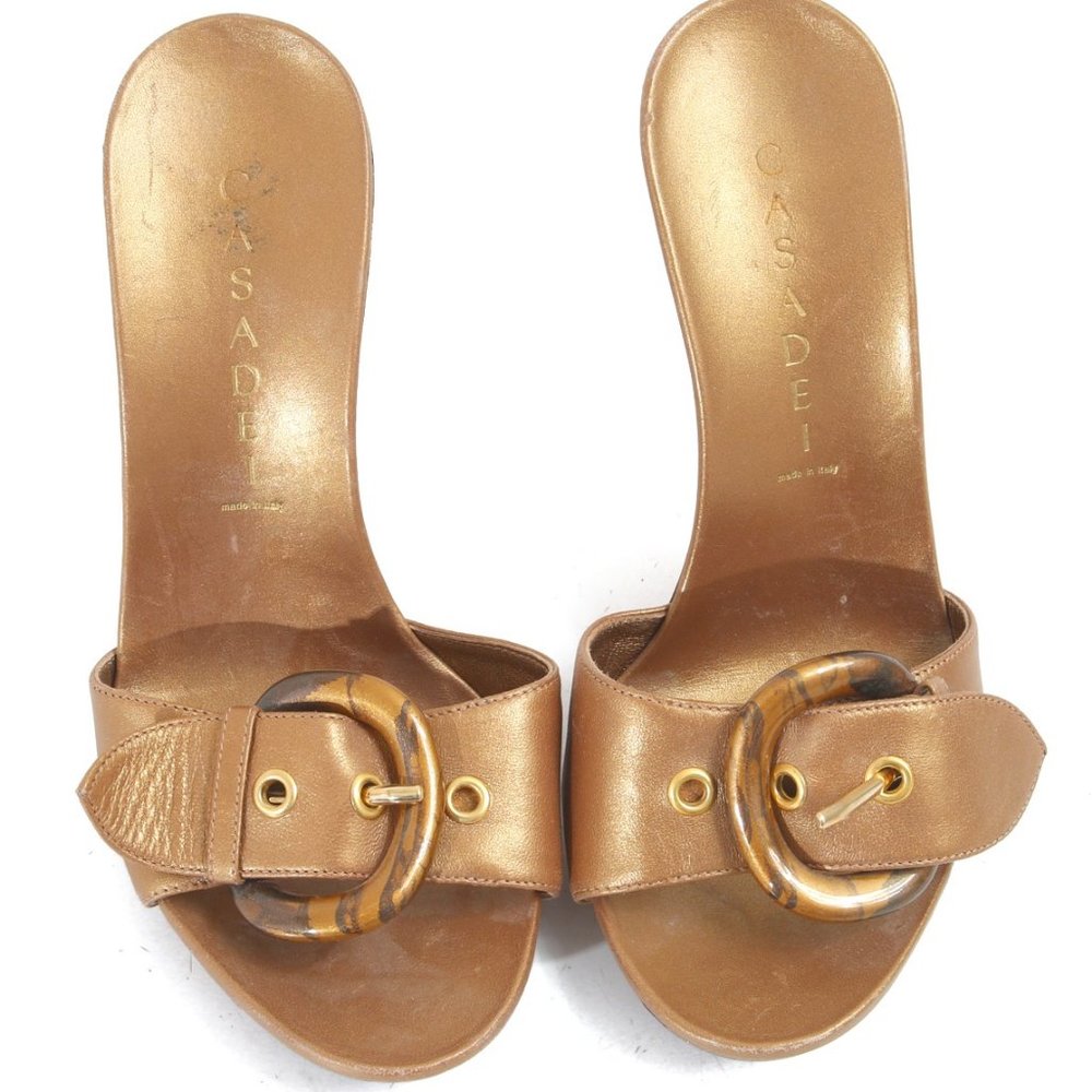 Casadei Tiger Stripe Heel Buckle Sandals